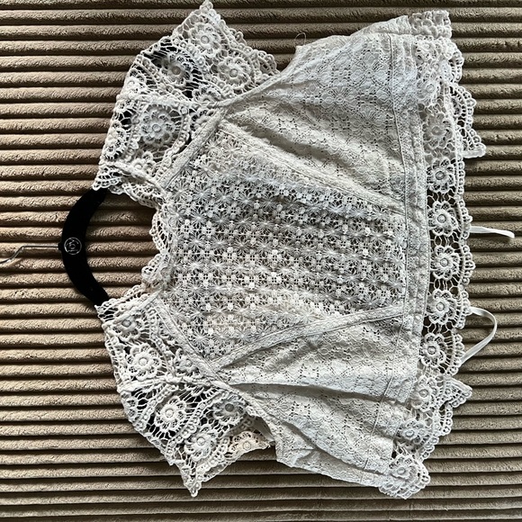 Kimchi Blue Crop Baby Doll Blouse with Exposed Back - Picture 1 of 6